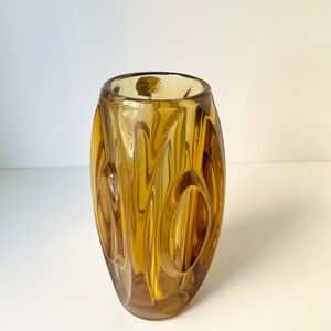 SKLO Bohemia amber bullet vase